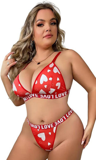 Damen Plus Size Set Annamu Rot A-1042