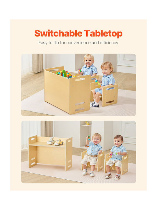 Kids Table and Chairs Set Beige Vevor