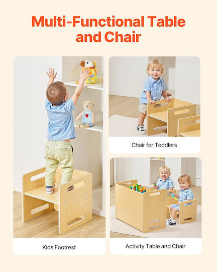 Kids Table and Chairs Set Beige Vevor