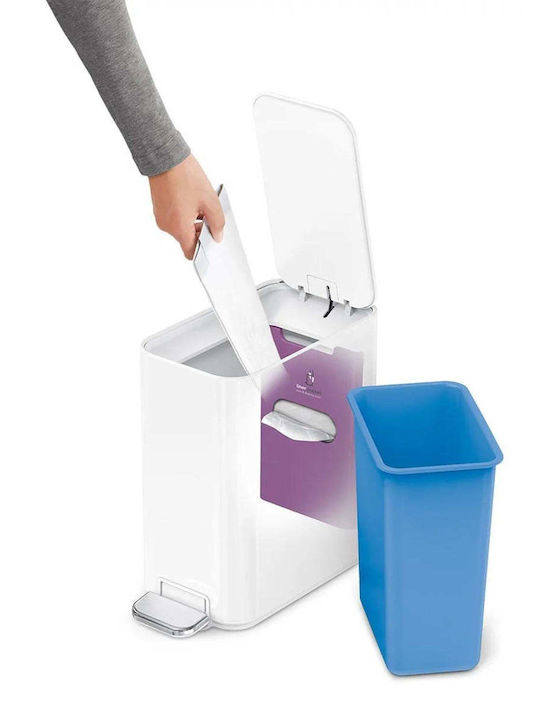 Simplehuman CW2102 Inox Badezimmer Mülleimer 5Es Weiß