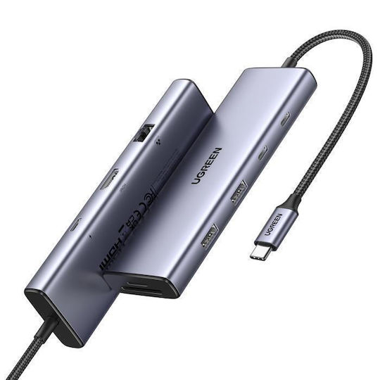 Ugreen CM498 USB-C Docking Station με HDMI 4K PD Ethernet Γκρι