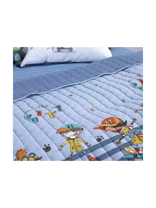 Nef-Nef Homeware Kids Quilt Semi Double In The City Blue 180x240cm