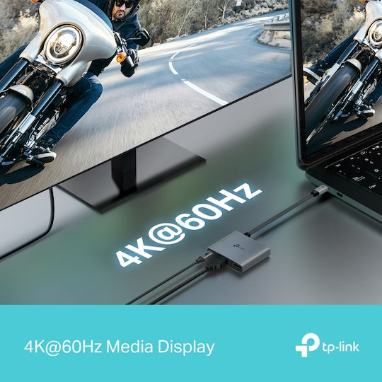 TP-LINK UH3020C USB-C Docking Station με HDMI 4K PD Γκρι