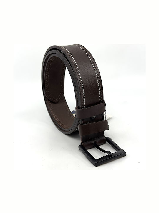 Wide Men's Belt Leather Brown