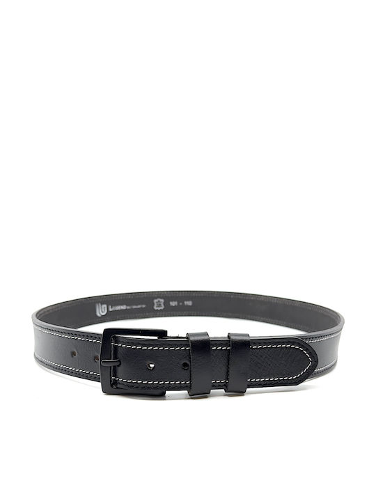 Wide Men's Belt Leather Black