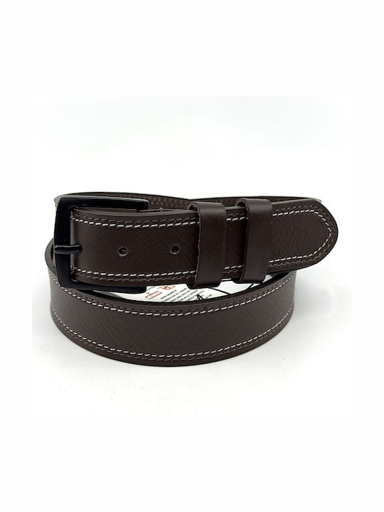 Wide Men's Belt Leather Brown