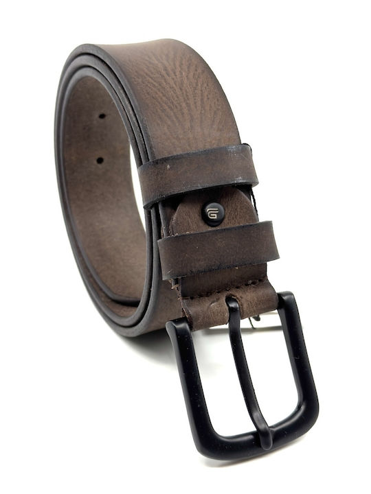 Wide Men's Belt Leather Brown