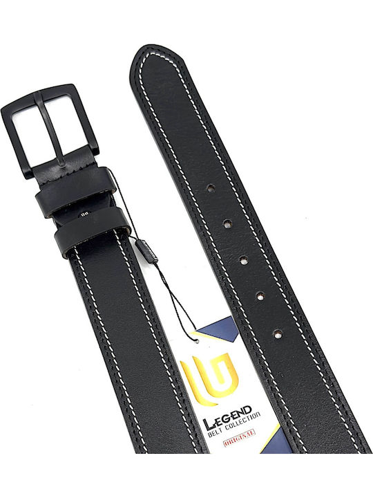 Wide Men's Belt Leather Black