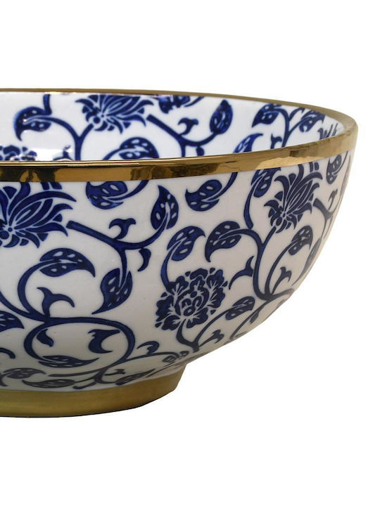 Keramikschale Fylliana Fl22961 Blau-Weiß-Gold Farbe 25x10cm