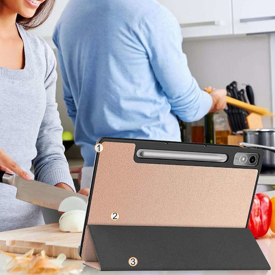 Techsuit Foldpro Flip Cover Rose Golή (Lenovo Tab P12, Lenovo Idea Tab Pro 12.7)