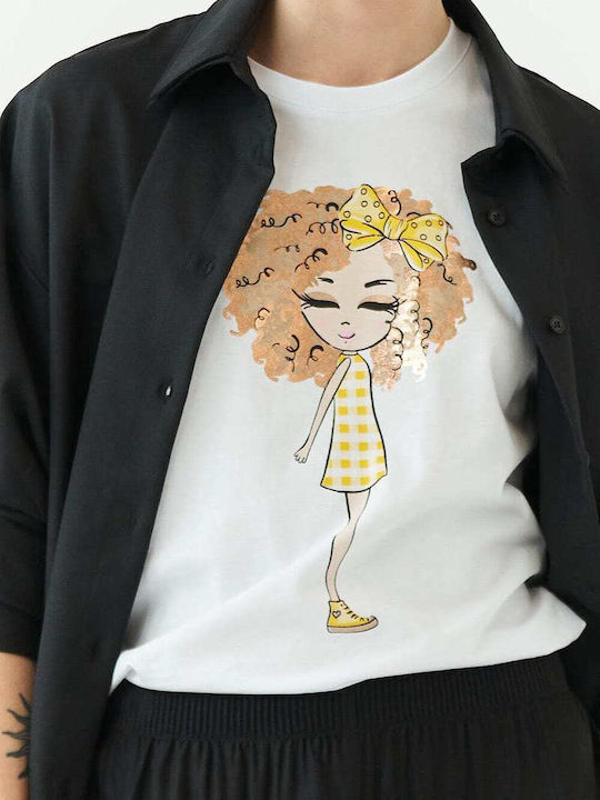Γυναικείο T-shirt Ασπρο/ροζ