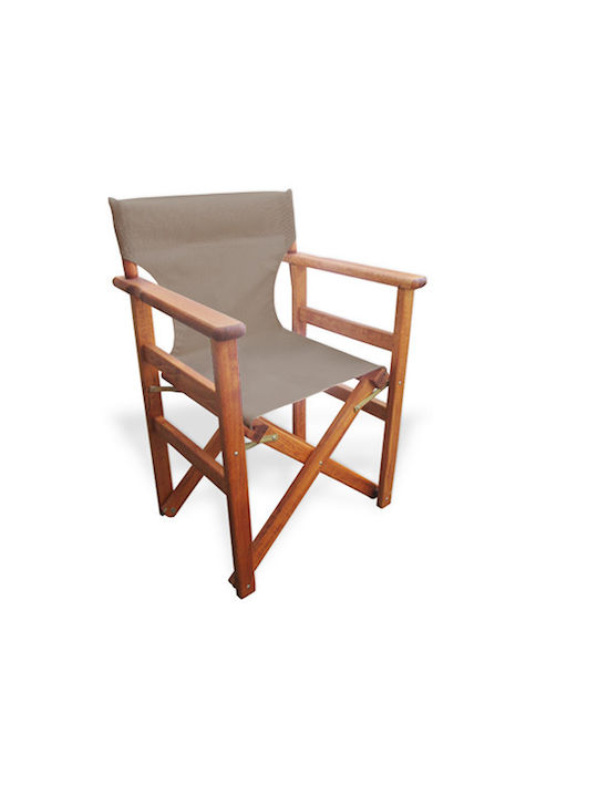Director's Chair Wooden + Beige 68x51x87cm