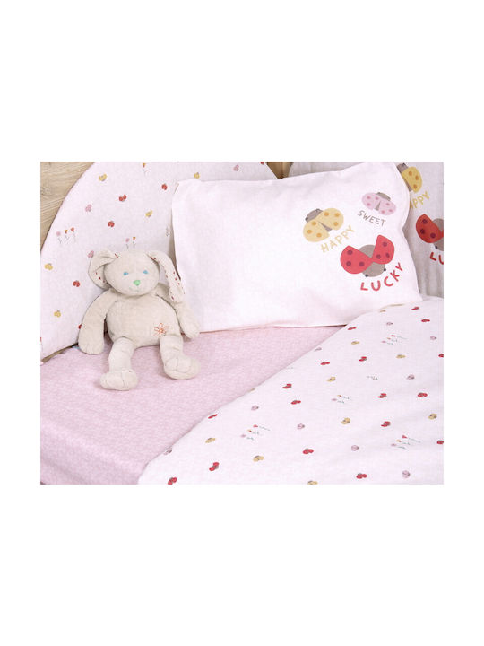 Nef-Nef Homeware Σετ Βρεφικά Σεντόνια Κούνιας Βαμβακερά Lady Bug Εκρού 170x120εκ. 3τμχ
