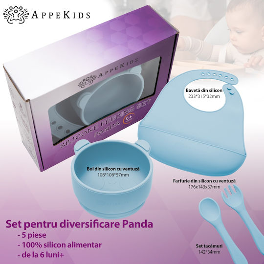 AppeKids Feeding Set made of Silicone Turquoise 6pcs