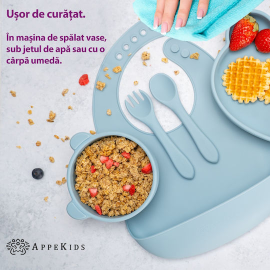 AppeKids Feeding Set made of Silicone Turquoise 6pcs