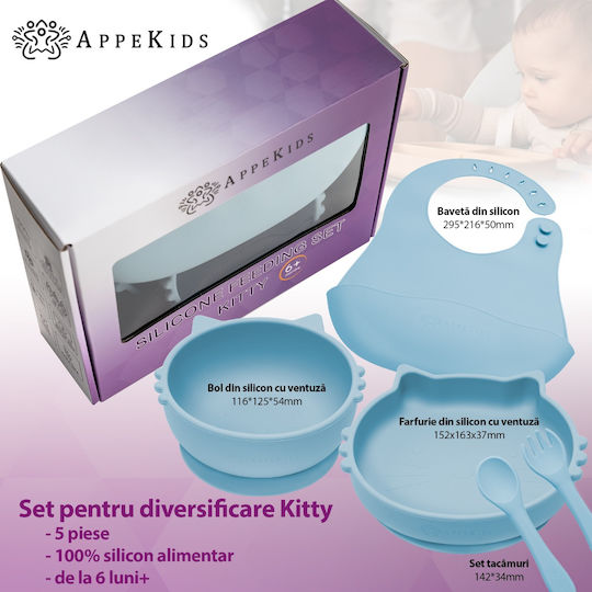 AppeKids Σετ Φαγητού από Σιλικόνη Τιρκουάζ 6τμχ