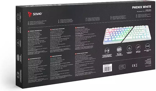Savio Phenix Yellow Pudding Wireless Gaming Mechanical Keyboard 75% with Gateron Yellow Pro switches and RGB lighting (English US) White