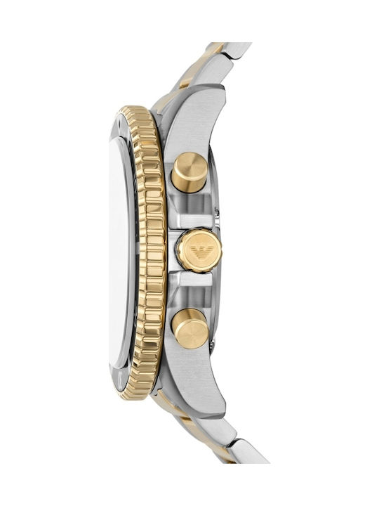 Emporio Armani Men's Watch 43mm Chronograph Solar with Gold Metal Bracelet