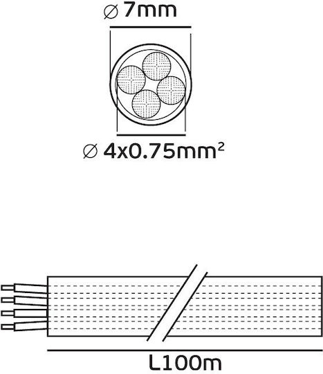 VK Lighting Power Cord with Cable Properties 4x0.75mm² in White Colour 1m Flexible