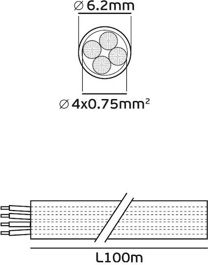 VK Lighting Netzkabel mit Durchmesser 4x0.75mm² in Braun Farbe 4m 1Stück