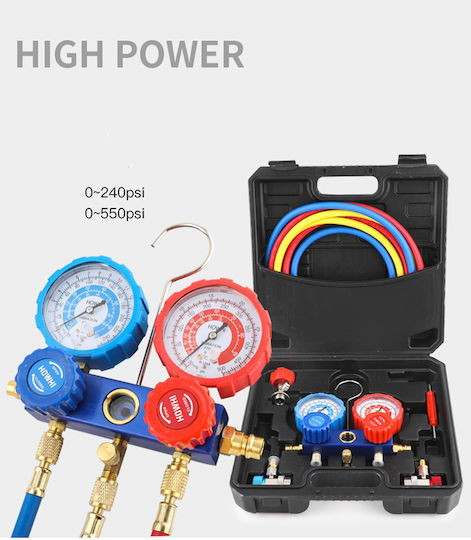 Set of Aluminum Manometers for Air Conditioning Pressure Control AC Refrigerant Manifold Gauges