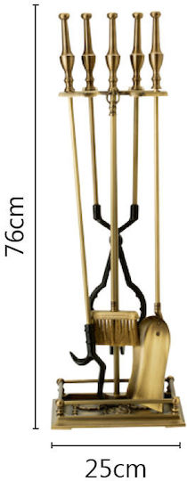 Zogometal Fireplace Tool Set with Stand Holder Nickel Matt