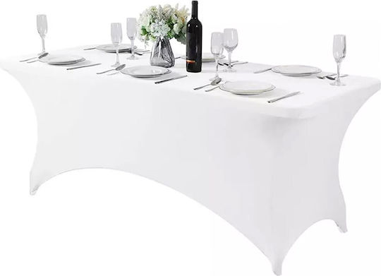 Green Blue Elastic Table Cover White Ø74cm