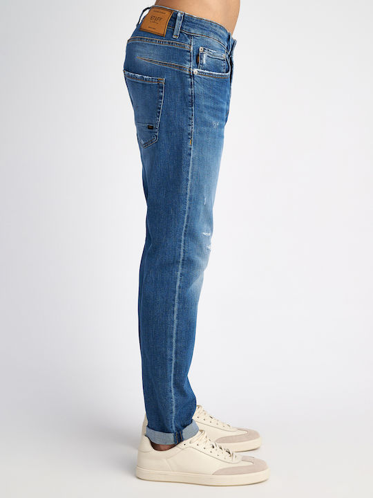 Simon Men's Jeans Pants Elastic with Slim Fit Blue