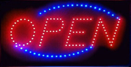 Open Πινακίδα LED με Κίνηση Μονής Όψης 50x26cm