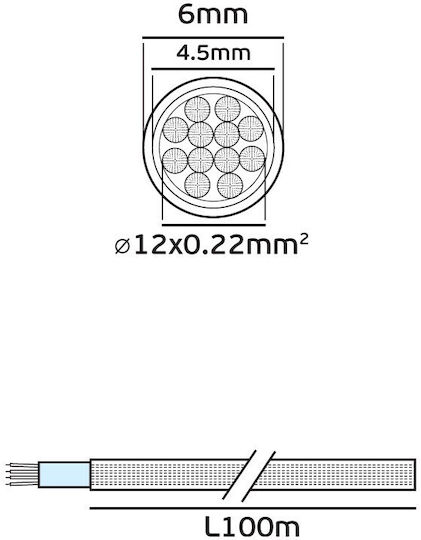 VK Lighting Кабел за аларма с диаметър 12x0.22mm² 1м