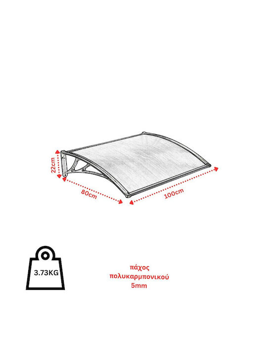 Vesta Polycarbonat Kapuzinerdach Tür/Fenster P100xB80cm
