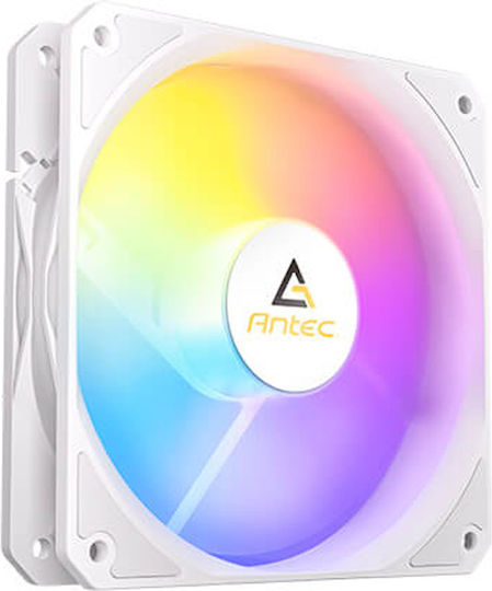 Antec 0-761345-40042-8 Reverse Blade Case Fan 120mm (1500rpm / 61.46cfm) με ARGB Φωτισμό και Σύνδεση 4-Pin PWM Λευκό