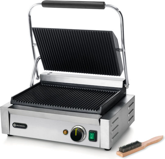 Hendi Commercial Sandwich Maker with Cast iron Ribbed Top and Ribbed Bottom 2200W
