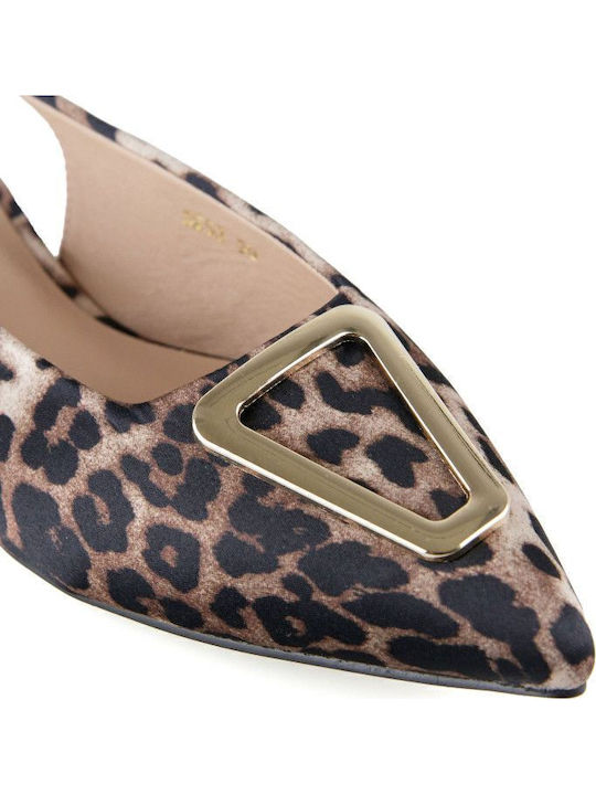 Leopard Ballerinas With strap Multicolour