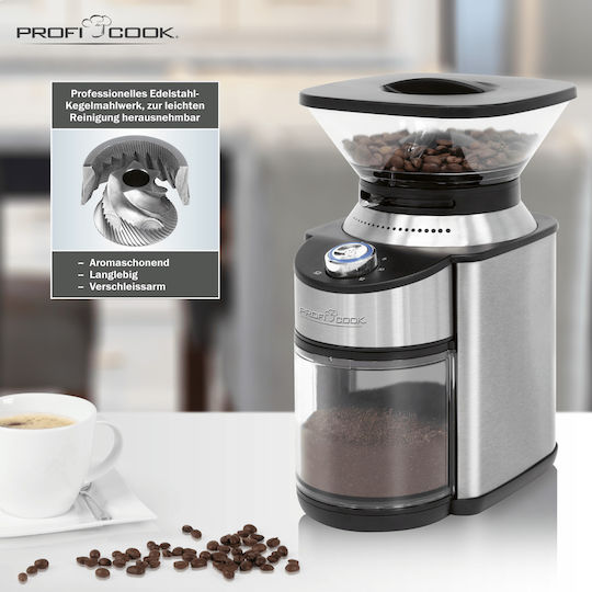 Profi Cook Coffee Grinder On Demand 200W with Bean Hopper Capacity 230gr