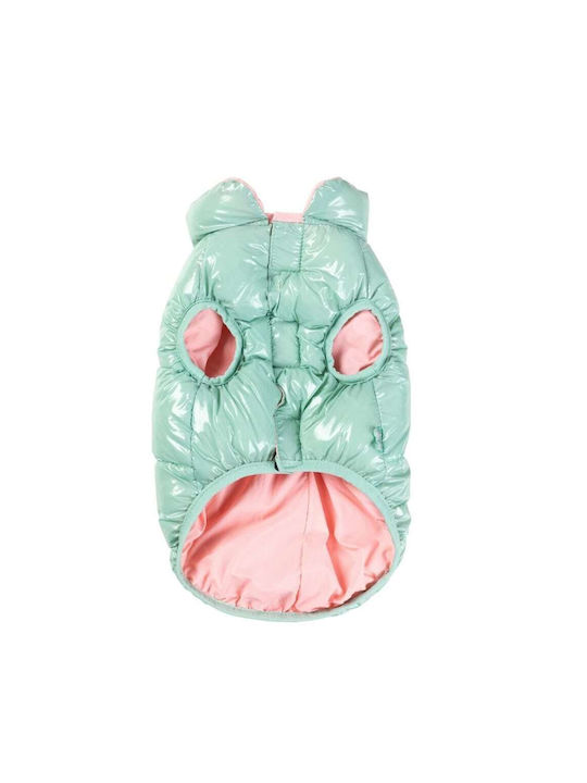 Fuzzyard Puffer Hundemantel Grün Groß / XSklein mit Rückenlänge 70 cm.