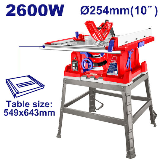 Emtop Bench Saw 2600W, Cutting Disc Diameter 254mm & Cutting Speed 4800rpm ETSW26001
