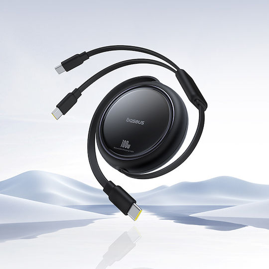 Baseus Bright Mirror Series Usb-c Retractable Cable 2 X Usb-c 100w 1m Black