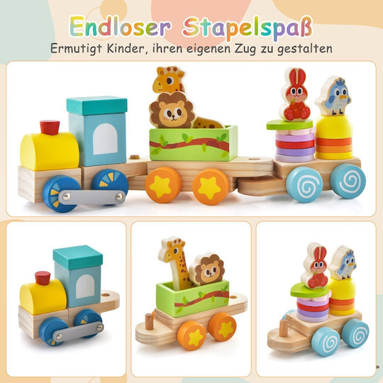 Costway Set with Train made of Wood for 3+ years+ Years