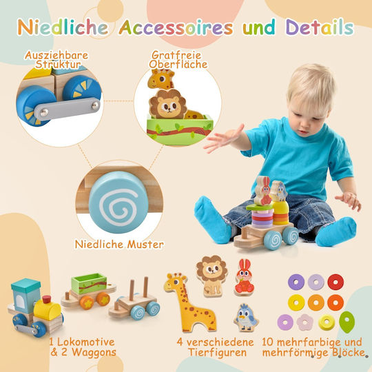 Costway Set with Train made of Wood for 3+ years+ Years