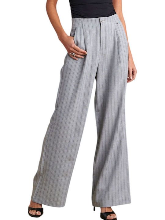 Damen Stoff Hose Gestreift Grey