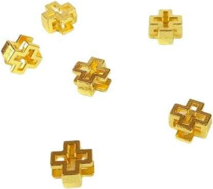Faitakis Pack Metallic Threaded Motif for Jewelry Gold in Shape Cross 1x1cm.
