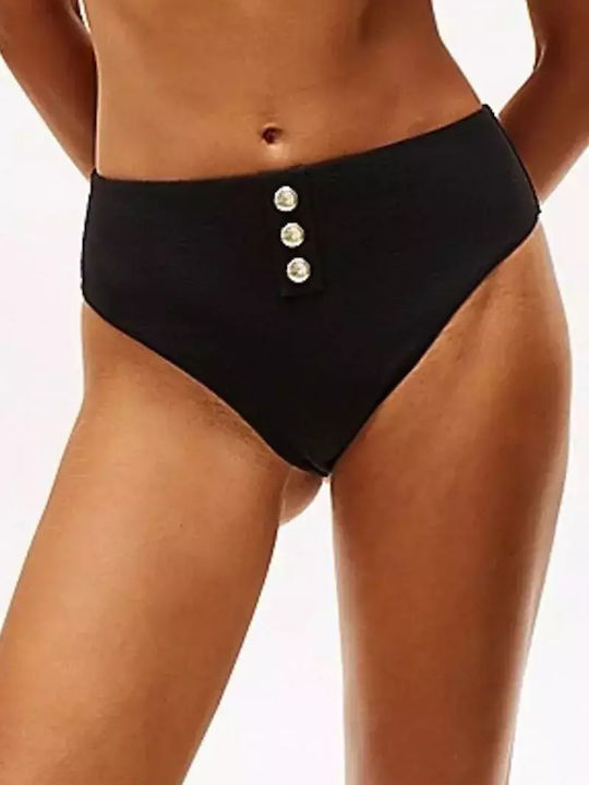 Bikini Inferioare Slip Talie Înaltă Negru