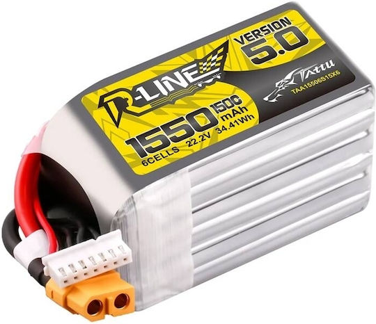 Tattu R-Line V5 Батерия Li-Po 22.2V 1550mAh 150C 6S XT60 за Дрон