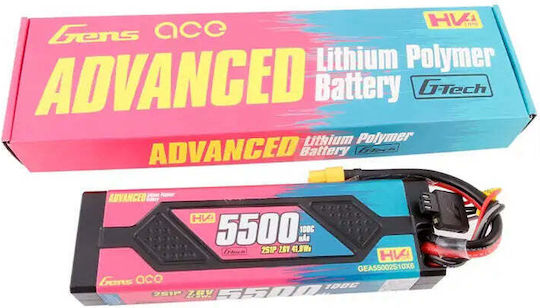 Gens Ace Авансирана Батерия Li-Po 7.6V 5500mAh 100C 2S XT60 за RC Превозно Средство