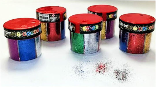 Groovy Multicolour Glitter Gold Dust in Shaker Jar 60gr Set 6pcs