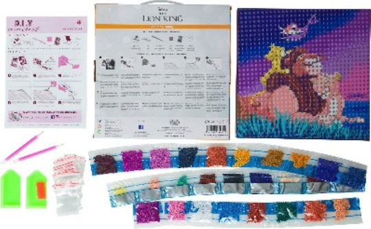 Набор за изкуство с кристали "Семейството на Лъвския крал" от Craft Buddy Kids Crafts, 30x30см, CBCAK-DNY701M