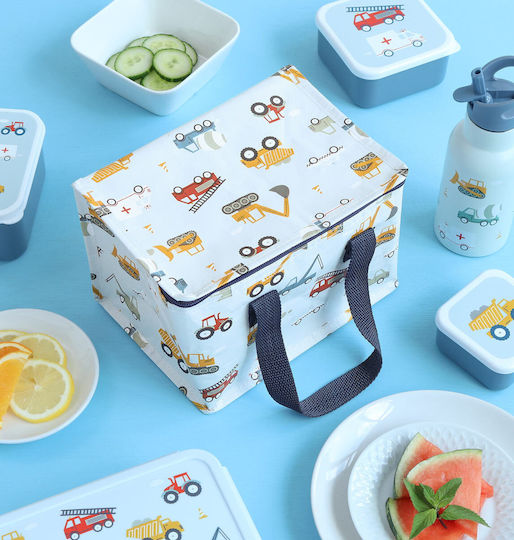A Little Lovely Company Kids Insulated Lunch Bag 5.5 Litre Light Blue 16x16x23cm