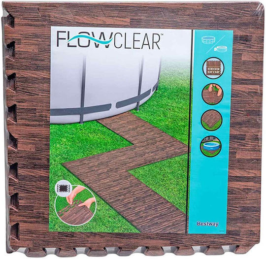 Protecție pentru podeaua piscinei Bestway, lemn, detașabilă, 50 x 50 cm