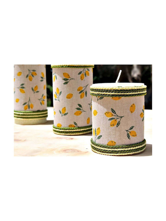 Handmade Lemon Scented Candle Fabric Lemons 308194 8x10 Cm